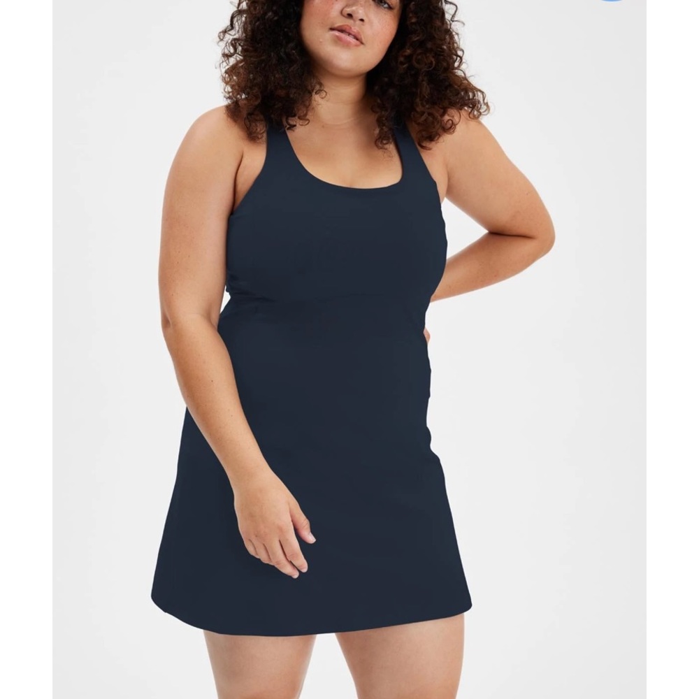 NWT Girlfriend Collective 'Paloma' Racerback Dress in Midnight Blue,